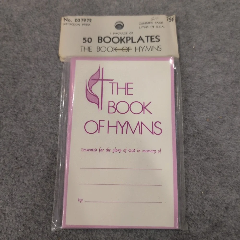 Vintage Abingdon Press United Methodist Book of Hymns Bookplates 50ct 037972‎